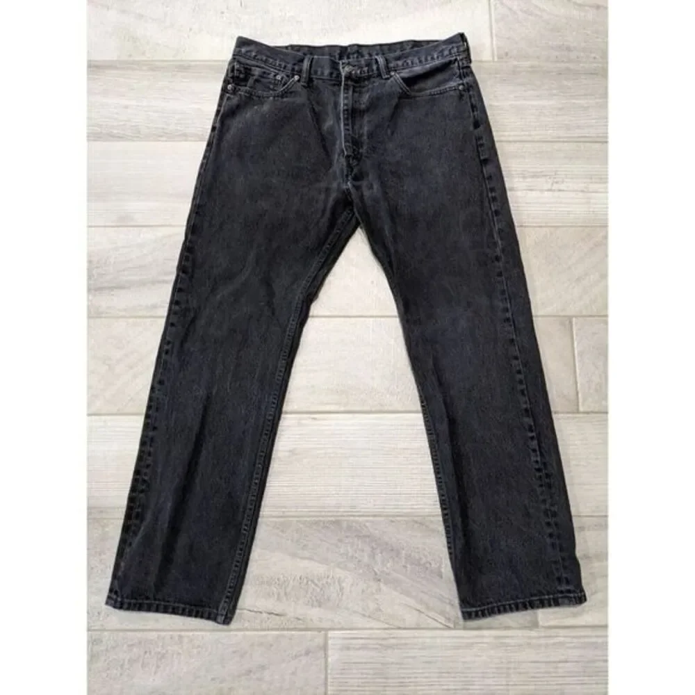 Levis 505 Jeans Mens 38 Regular Black Straight 100% Cotton Denim 38x33 (38x32)